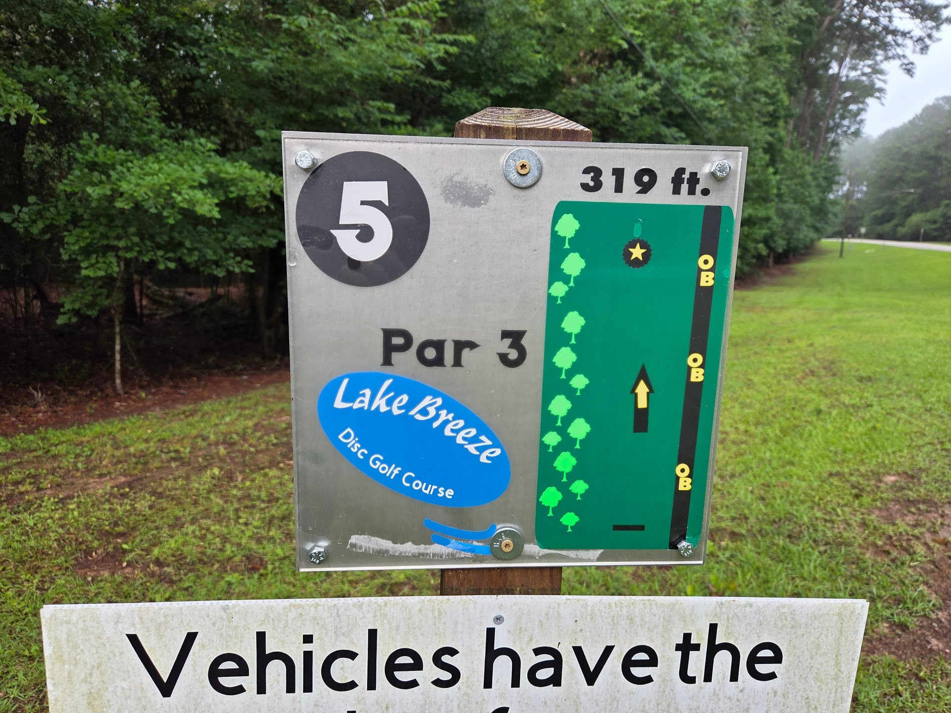 Hole 5 Tee marker.