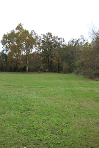View from the tee. Water is approximately 20 feet behind the basket.