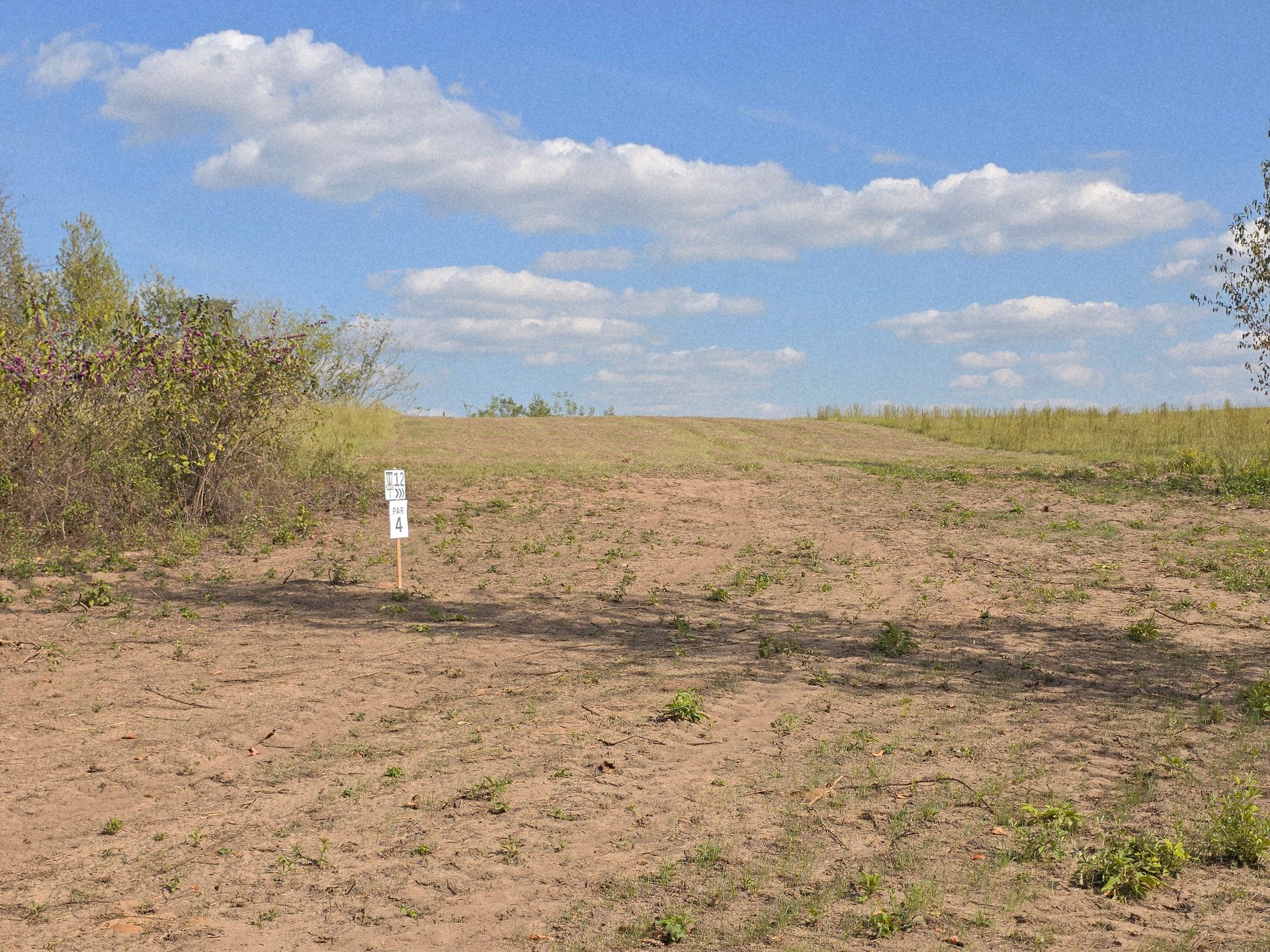 Looking up and over the hill toward the basket from the optimum landing zone.
