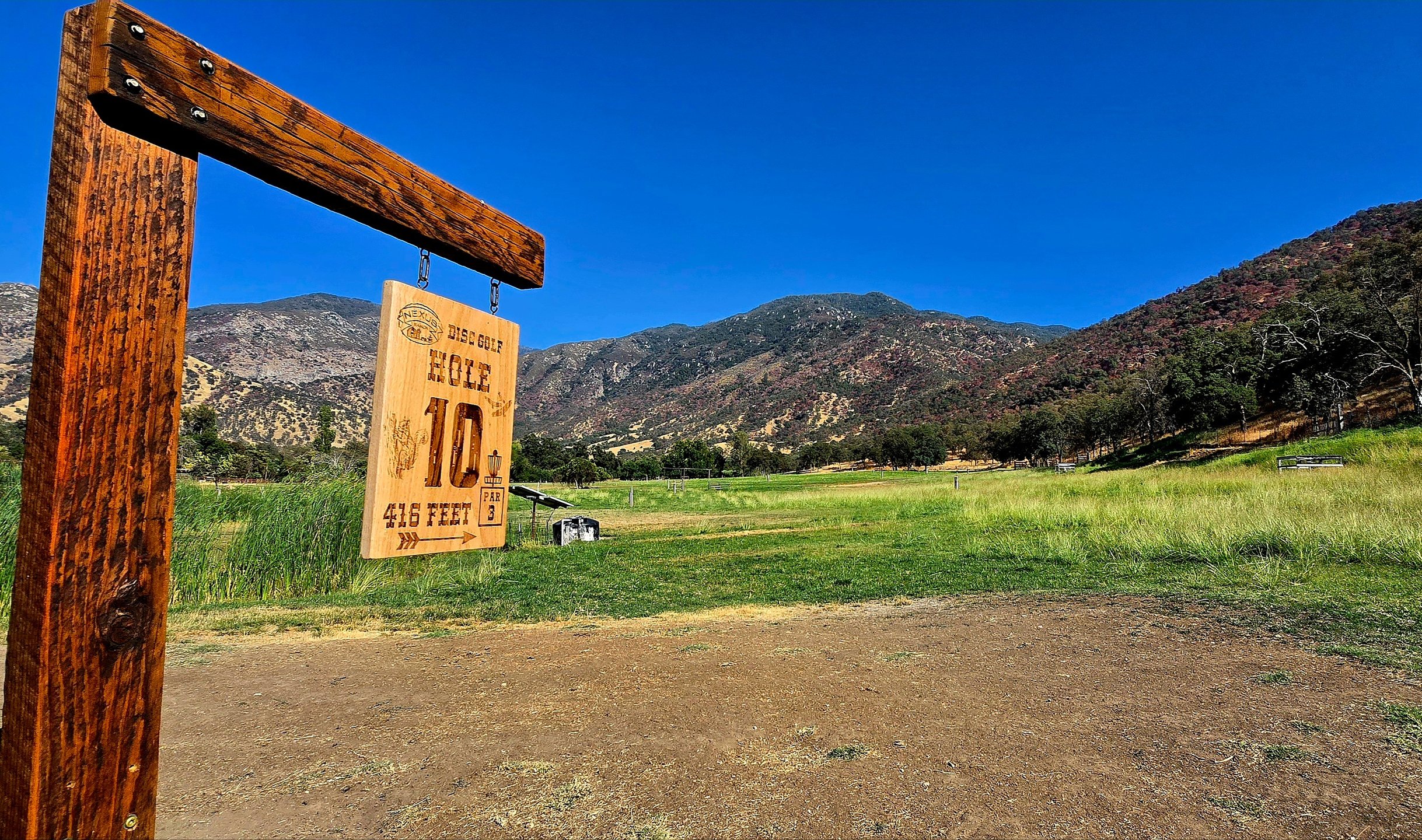 Tee pad of 10, looking toward basket.