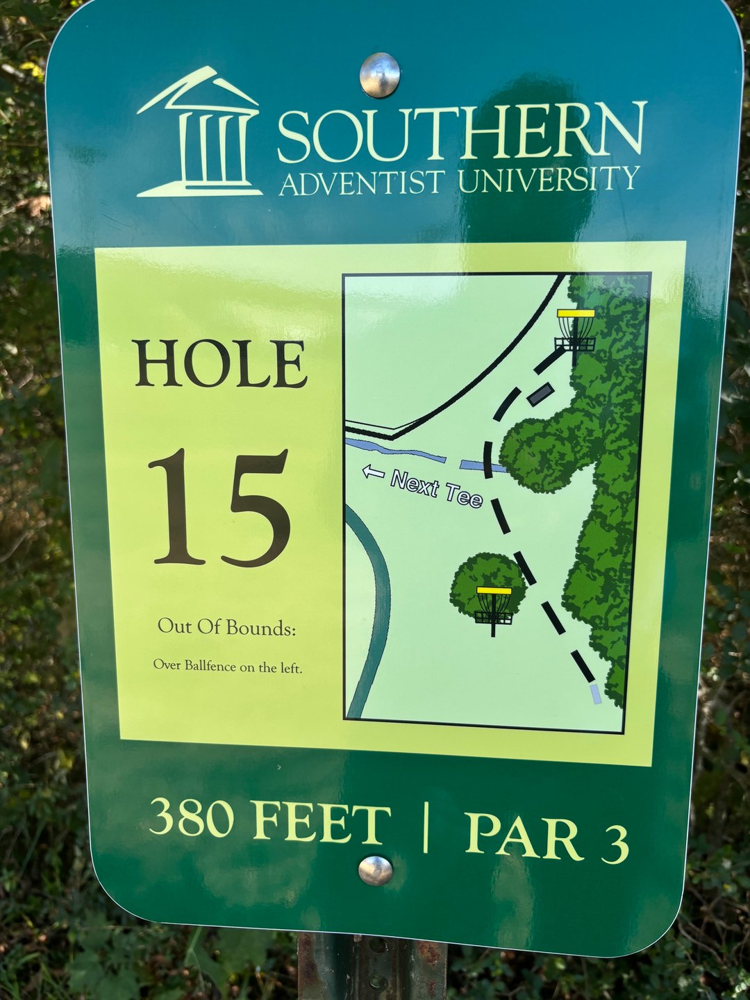 Hole #15 Tee Sign