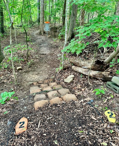 Hole #2 is one of the shortest and easiest to ace holes on the course, with a nice elevation drop.