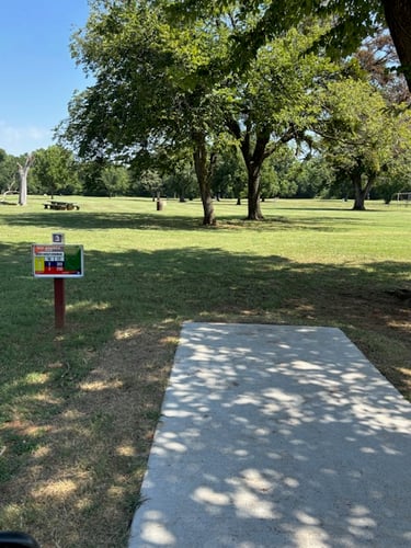 Tee view for hole 3, first of 5 open parklike holes