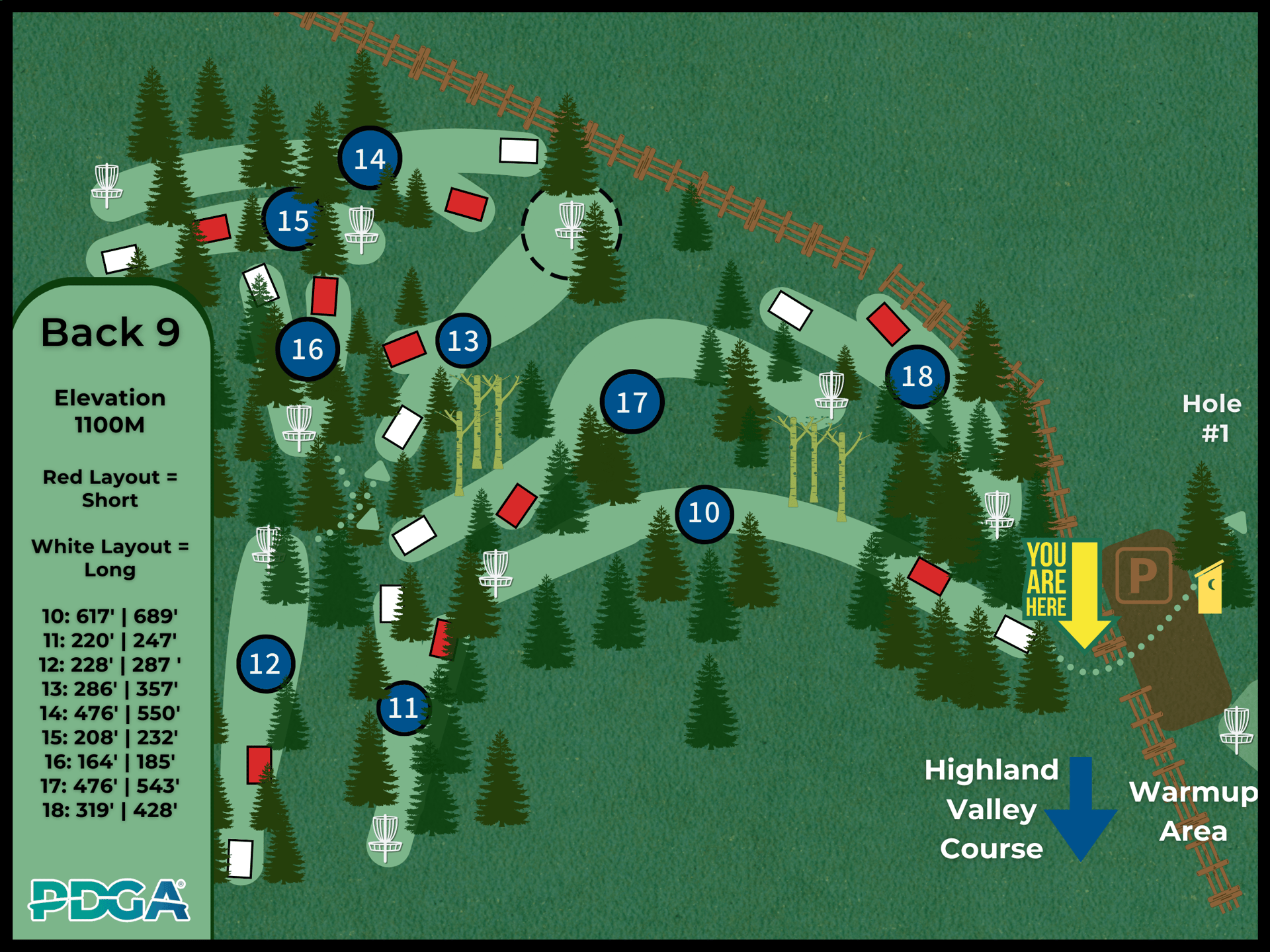 Back nine map - baskets are in.. tee areas being worked on