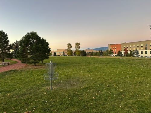 Looking over the grassy area from basket 5