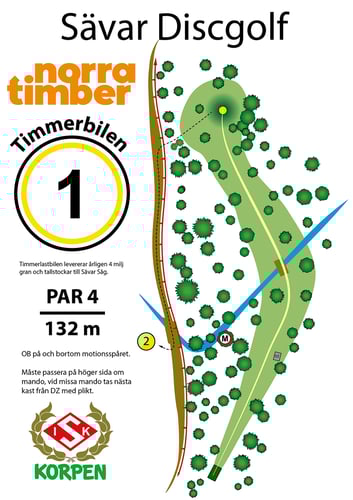 Hålkarta till Sävar Discgolfbana, Sävar