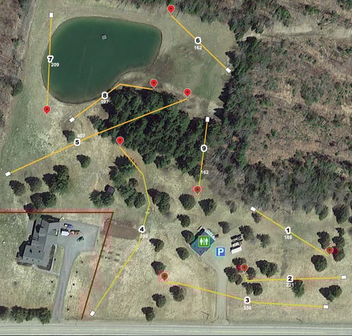 Course Map as of September 15, 2025. All placements and measurements are approximate, but this will get you around the course.
