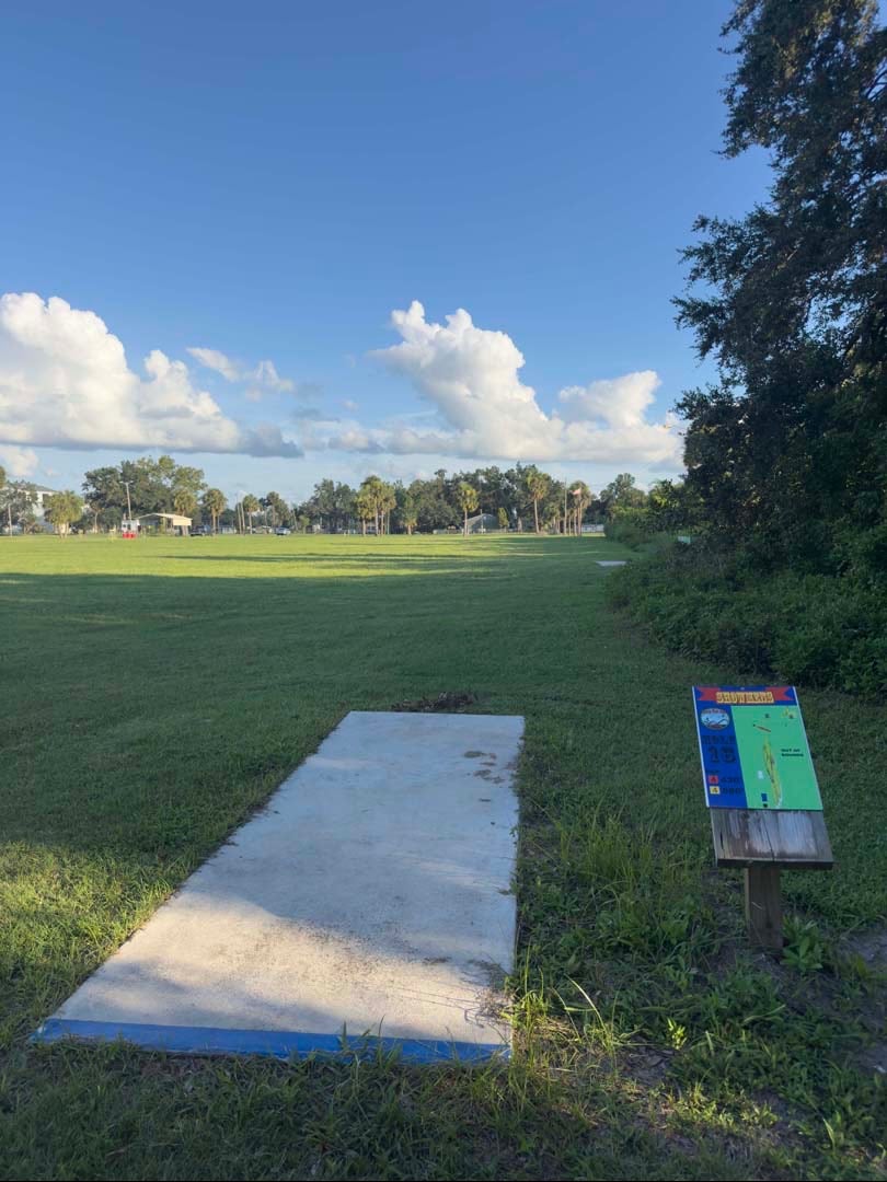 Long/blue tee pad. Flagpole is a mando. 