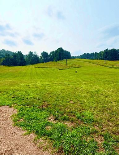 Hole 16 lower fairway looking up at hole 15 baskets