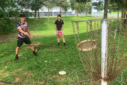 Course designer Eric Grover and wife, Jenna Tan
