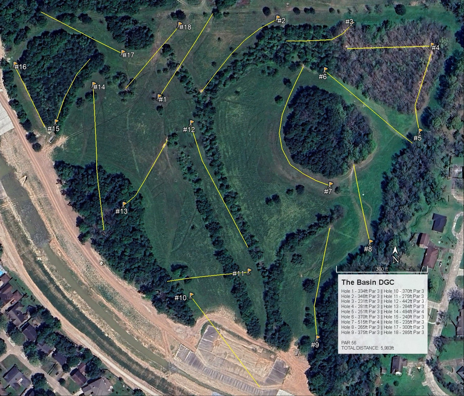 Course map with hole distances