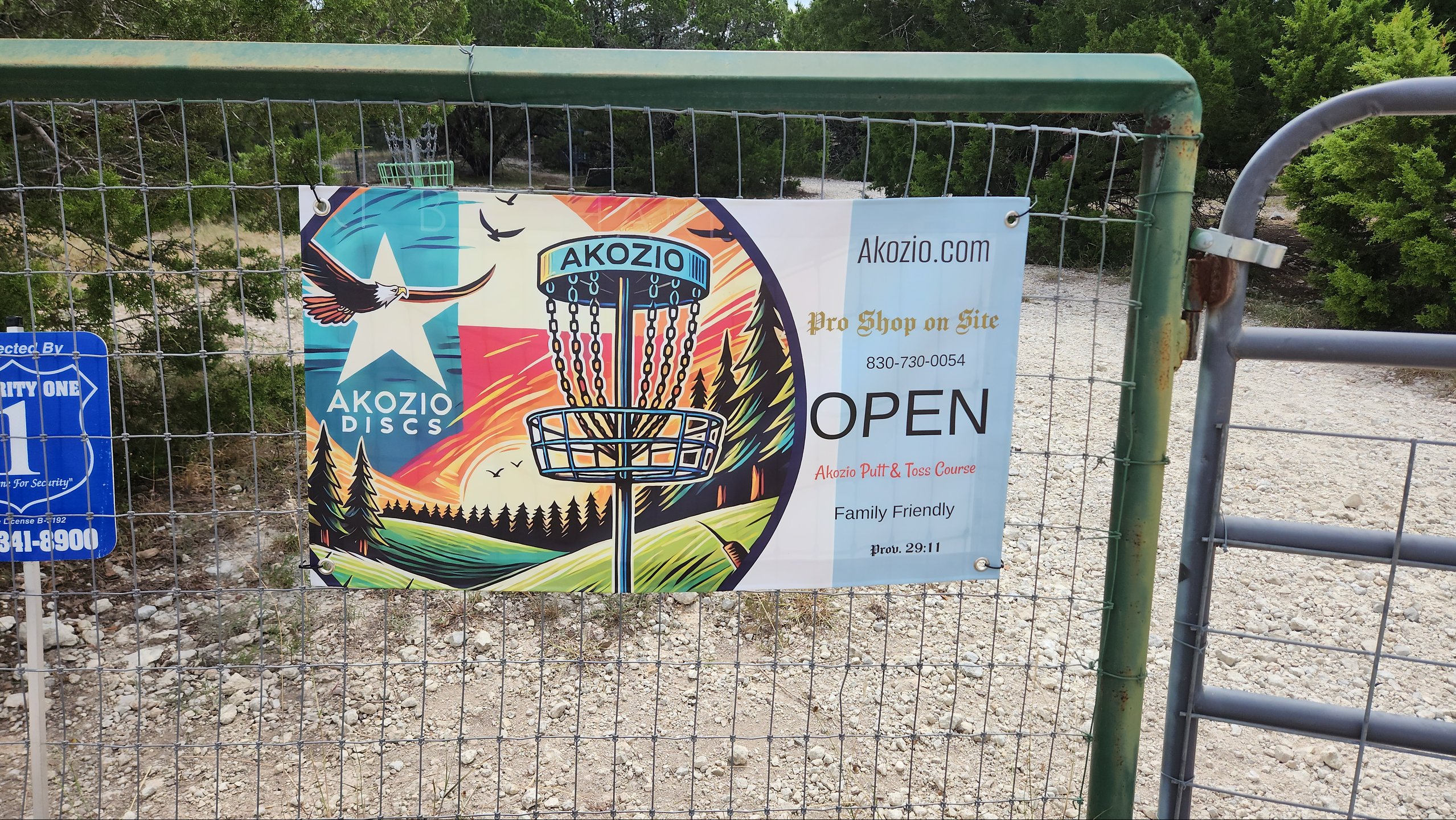 Front Gate Area.   Akozio.com Welcome Sign/ OPEN! Text or call. 