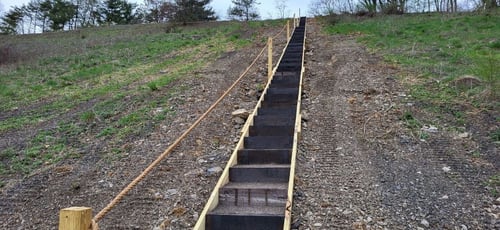 Custom built steps for steep slopes