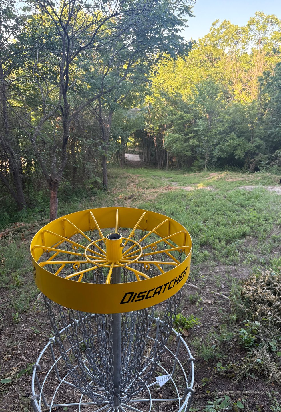 Looking back from the basket.  Watch for rolling putters!  Muhahahaha!  