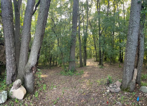 Hole 12 from the narrowest gap on the course. Don’t let the camera lens fool you, in person this gap is tight. 