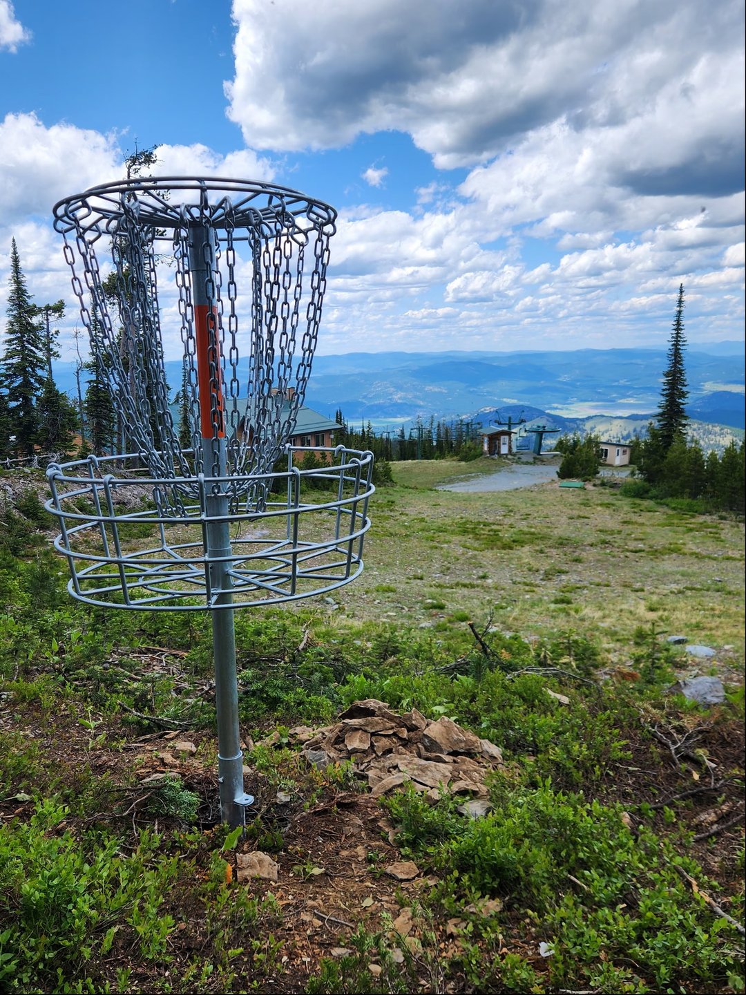 Hole #1 has a great view from the summit of the ski area down into Flathead Valley.