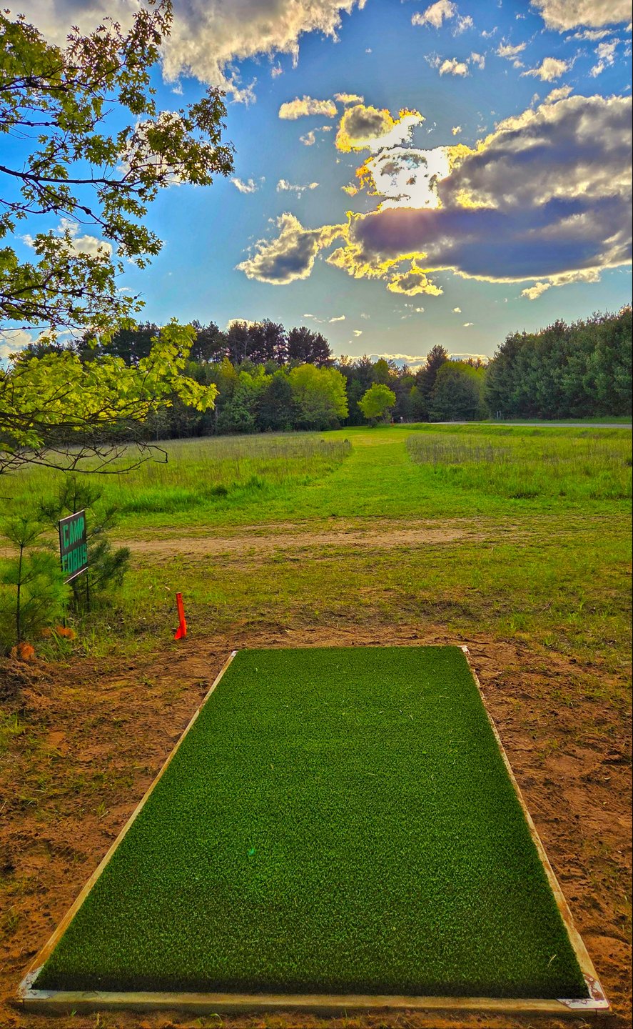 Hole #1 with new turf tee pad.