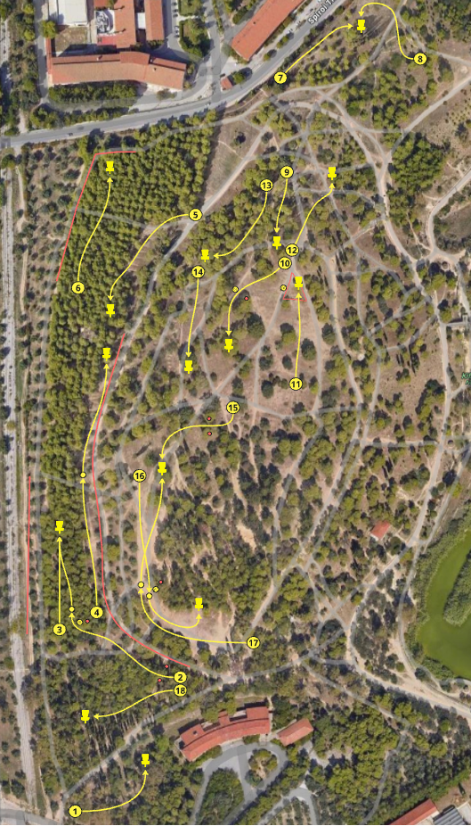 Alternative 18-Hole Practice Layout - Object Course (marked trees). Please only play together with the locals