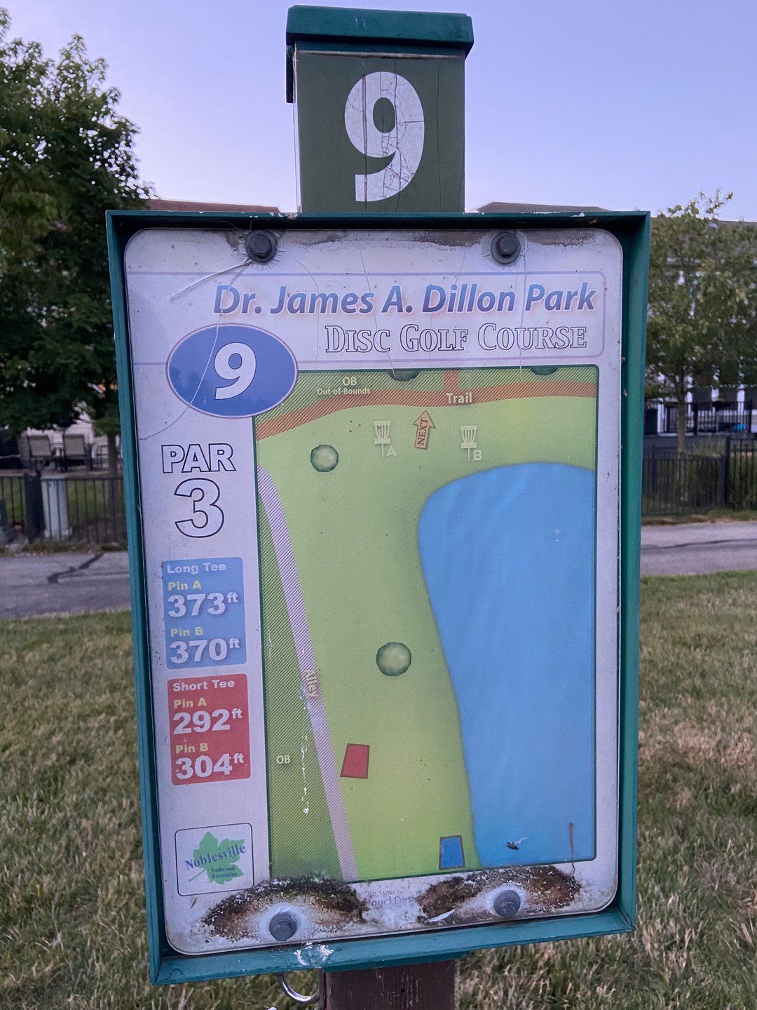 Hole 9 signage. 