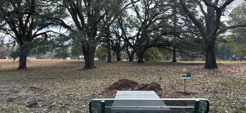 Albany Georgia Marine Base has benches on many tees.  Tee 15 shown. 