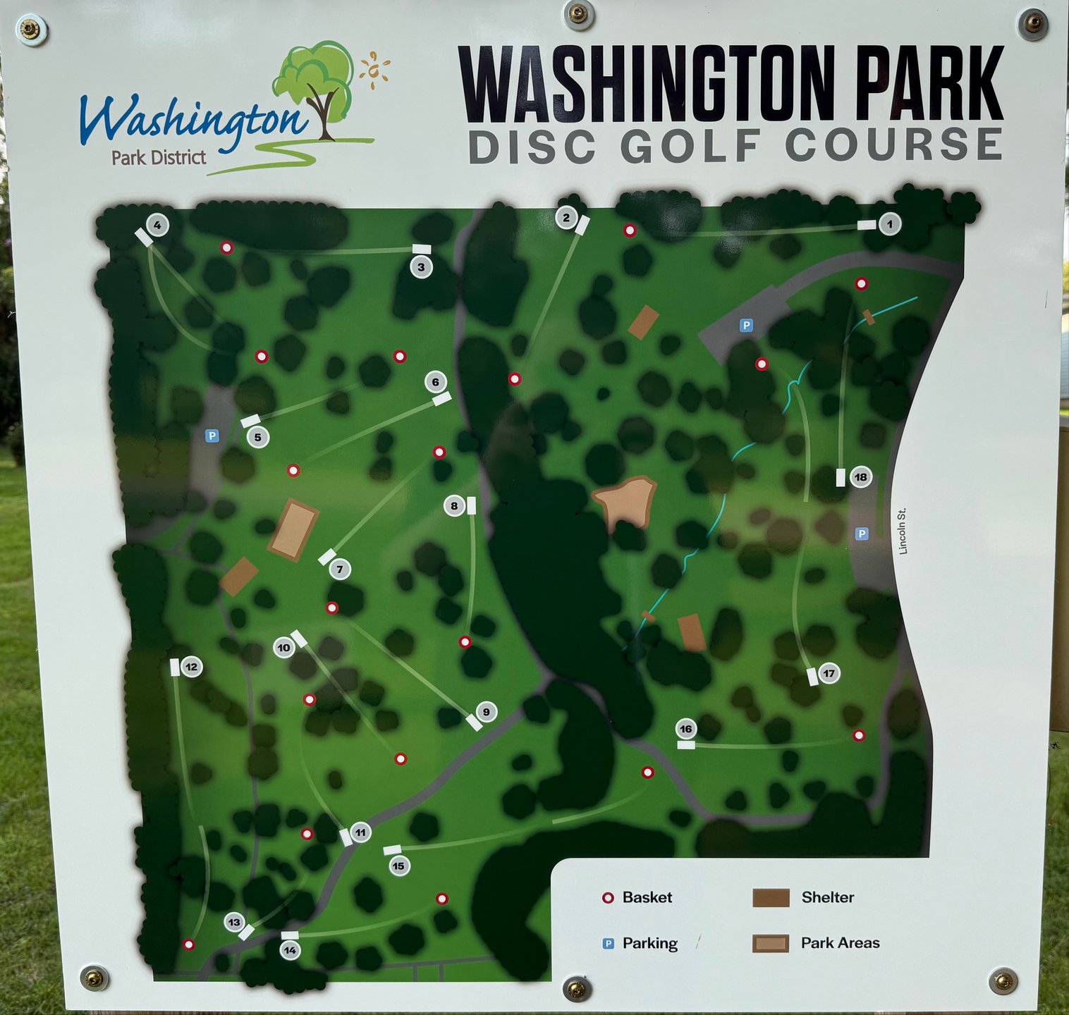 Photo of course layout provided at hole 1.