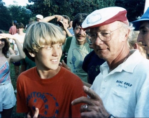 Steady Ed (right) with Sam Ferrans (left) at Ellison Park during the 1984 World Championships, where Ferrans became the youngest world champion of all time at 16 years old.