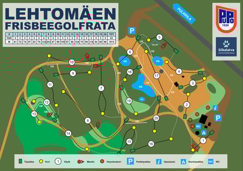 Lehtomäen frisbeegolfradan opastaulu 2025