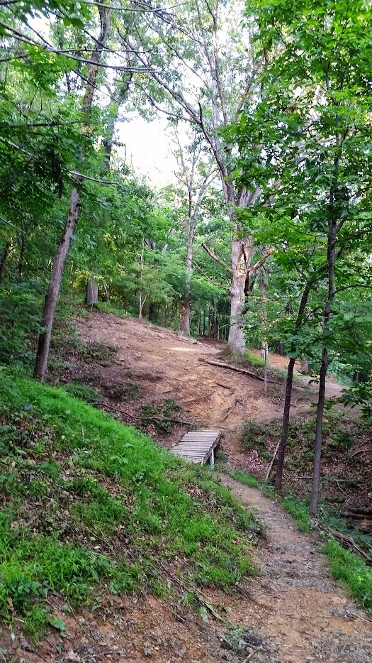 The rickety wooden bridge is long gone.  