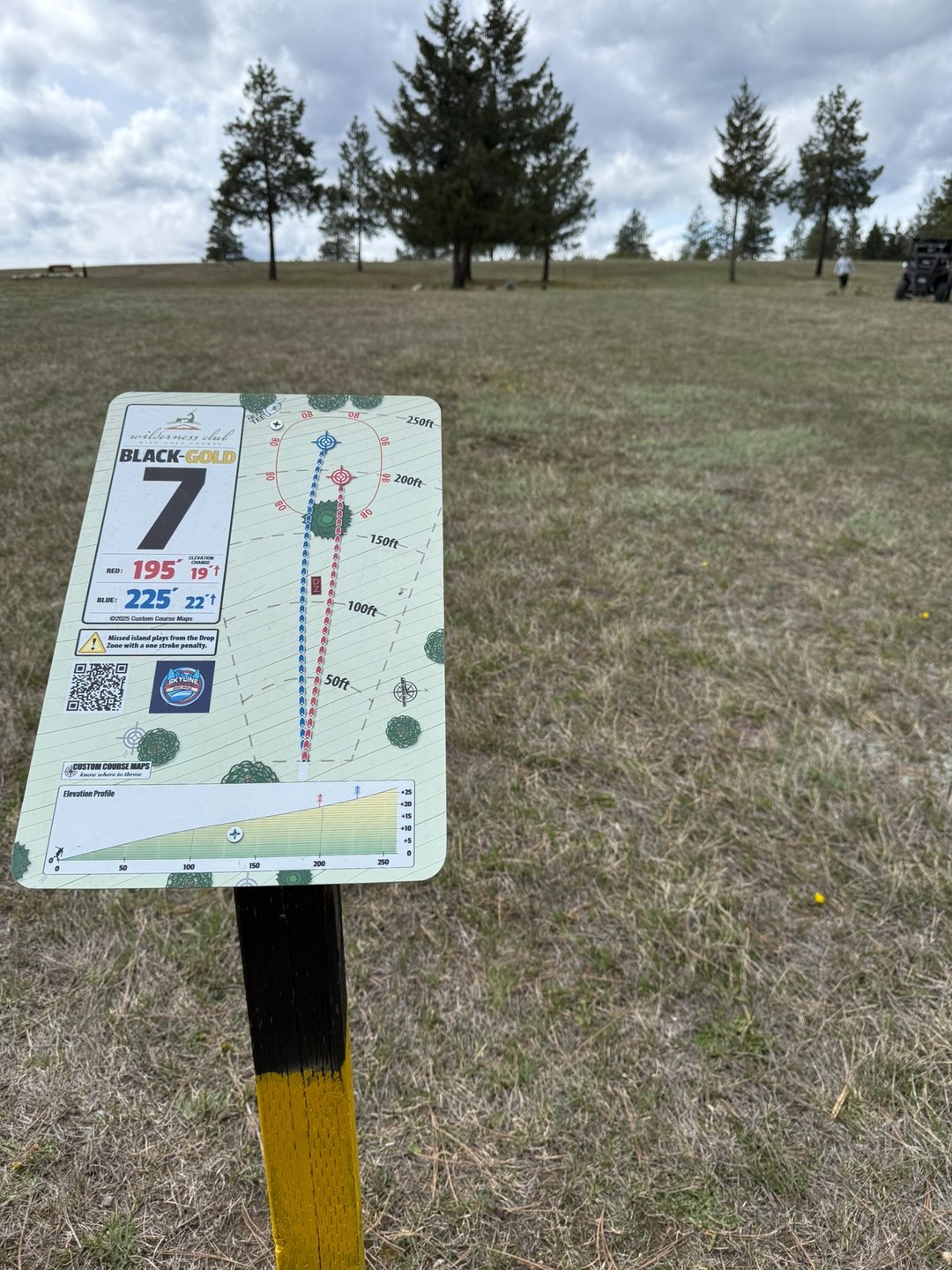 Pet Cemetery (I found a dead Turkey and cat on the hill)  This hole plays Dramatically up hill to island green.  You don get by the Headstones - you go to drop zone
