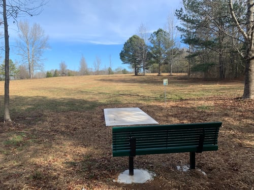 Hole 2 Red tee pad and fairway. 