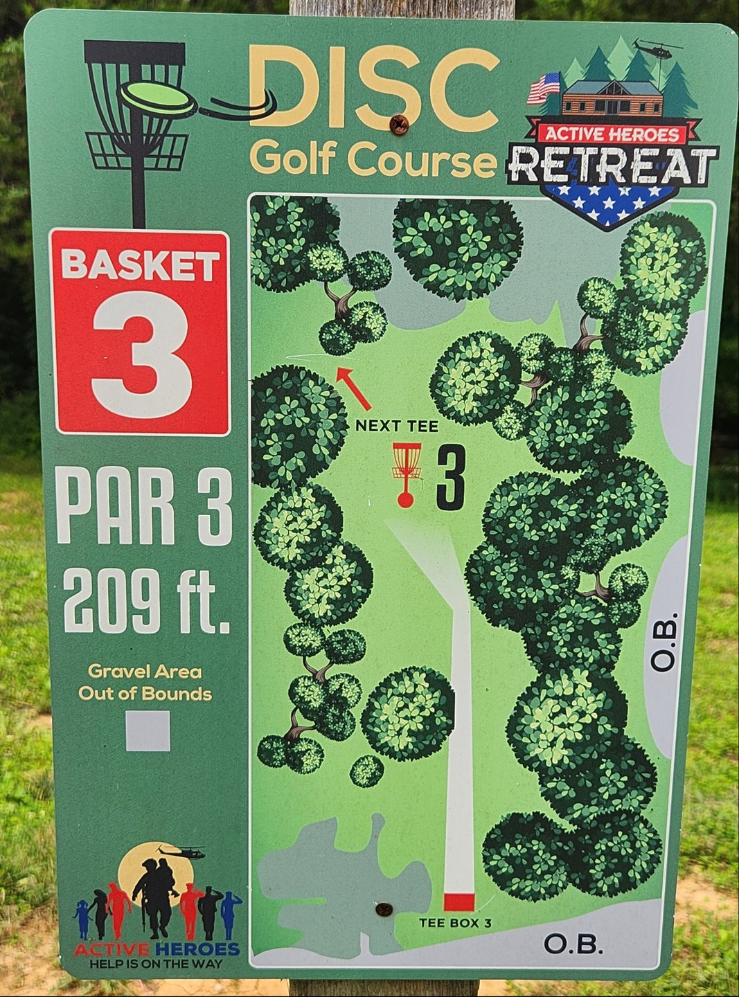 209 ft PAR 3
OB - Gravel to the right, on or beyond. 
