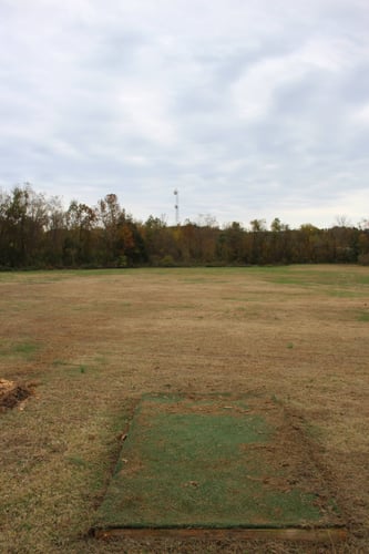 View from the driving range. You have approximately 400-420 feet to the back wall where the silk fence is. 