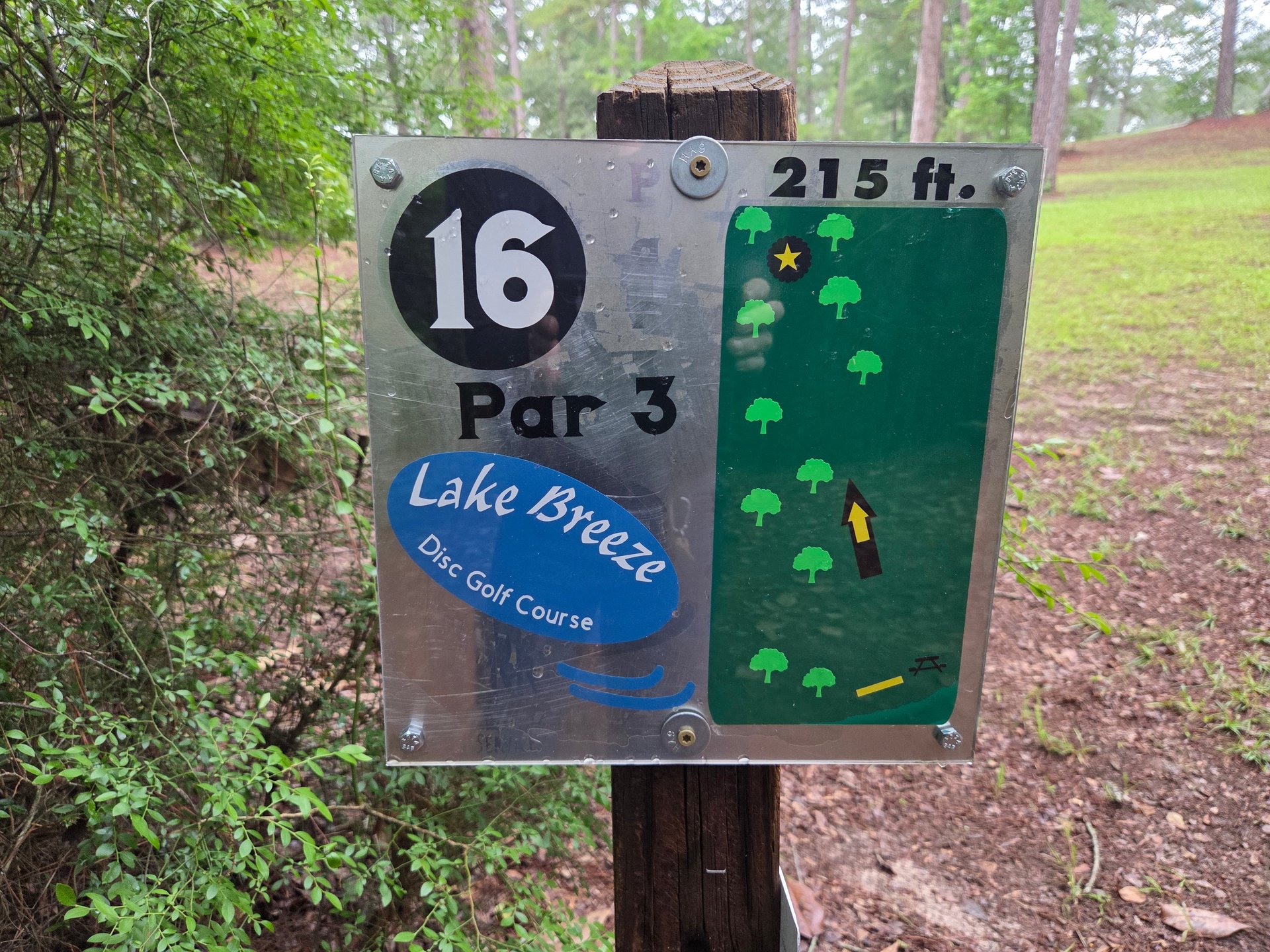 Hole 16 Tee marker. 