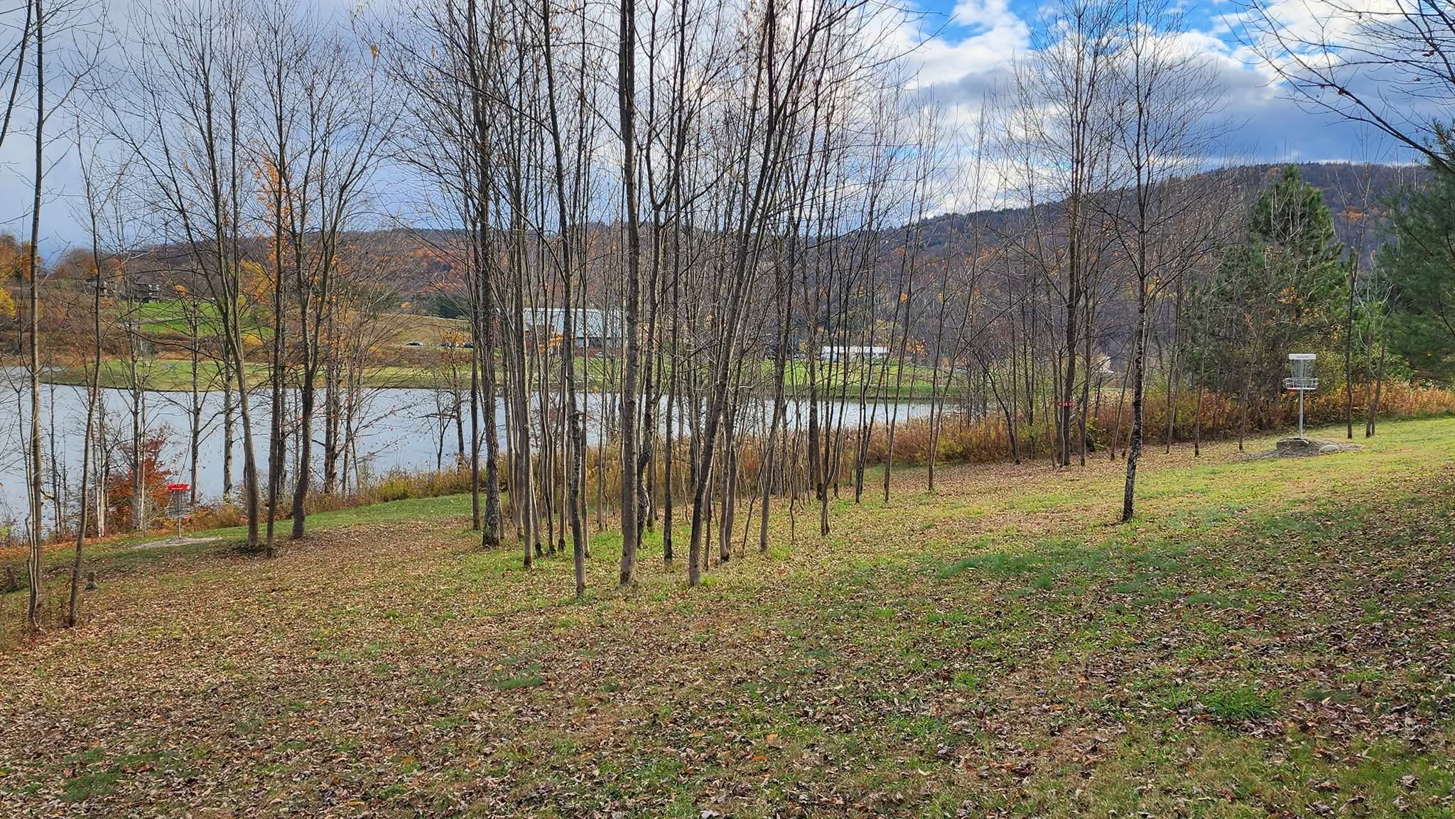 Hole 16 fairway split, Short left, Long right
