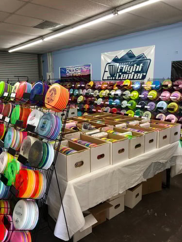 Over 5,000 discs in stock!
Bags, Carts, Baskets, and anything you might need for your rounds.
