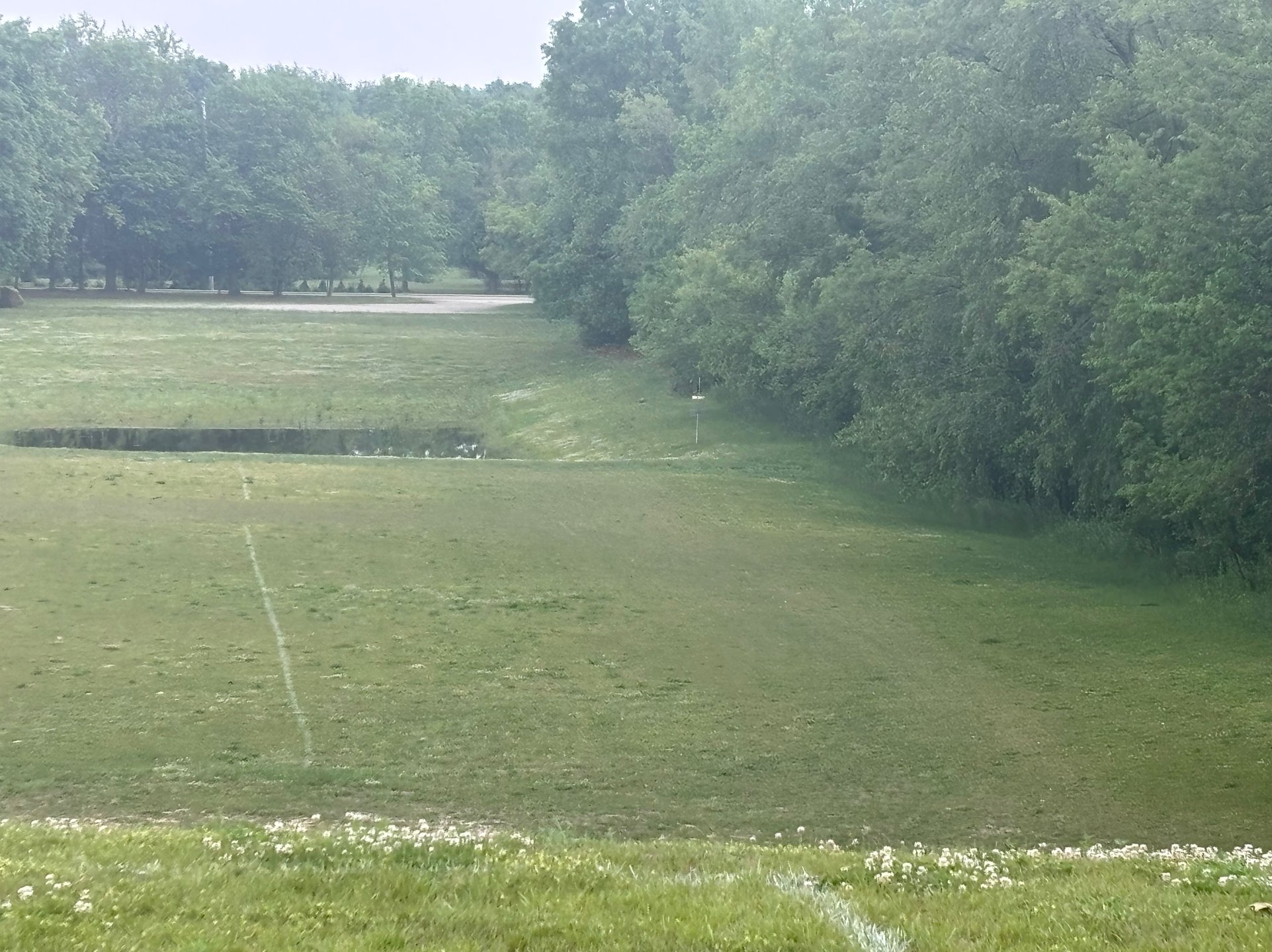 Looking down the hill from the tee on 18.