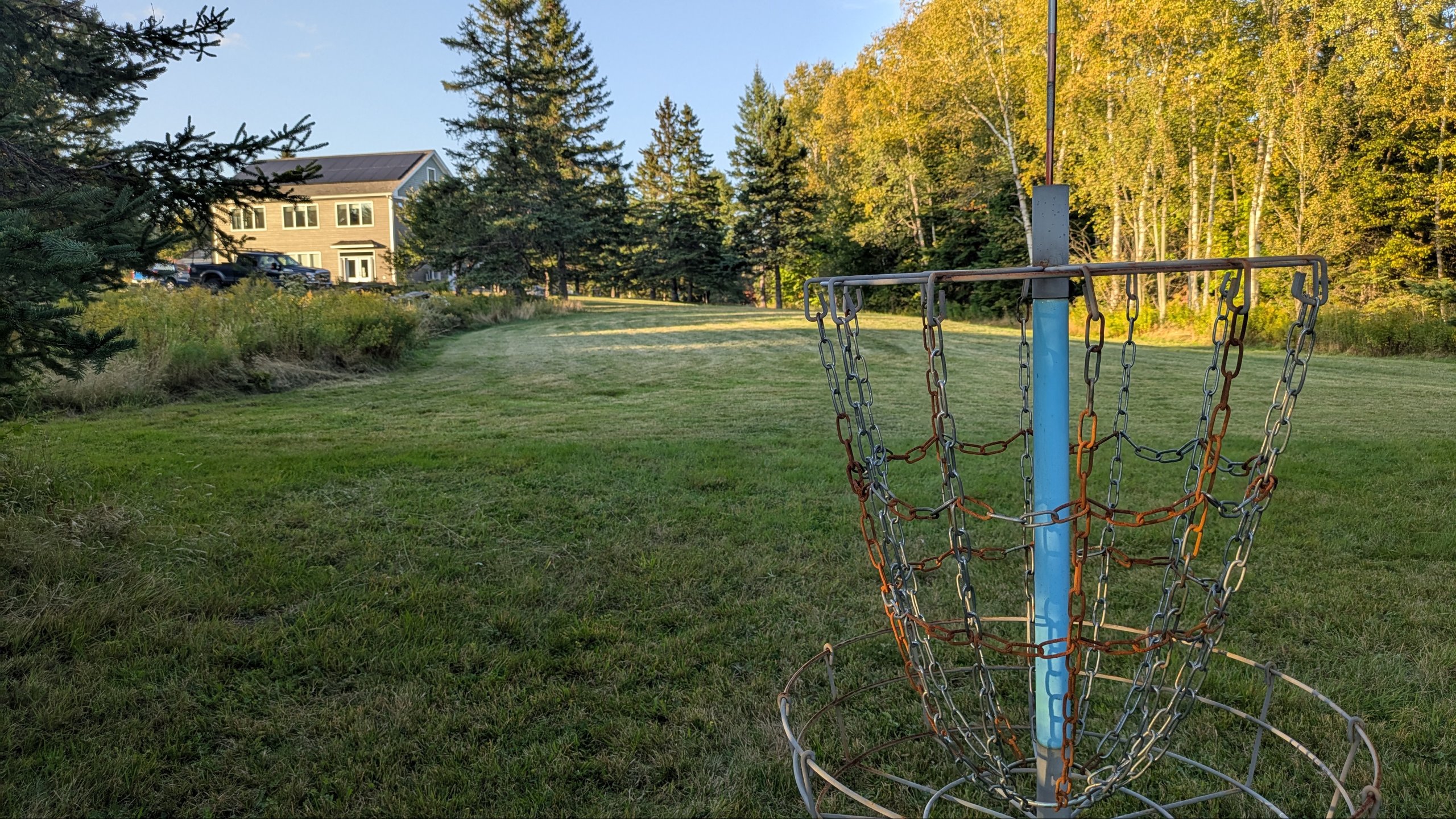 Hole 1 target looking back toward the tee