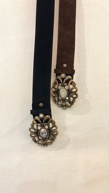 Ceinture cuir velours boucle baroque bijou