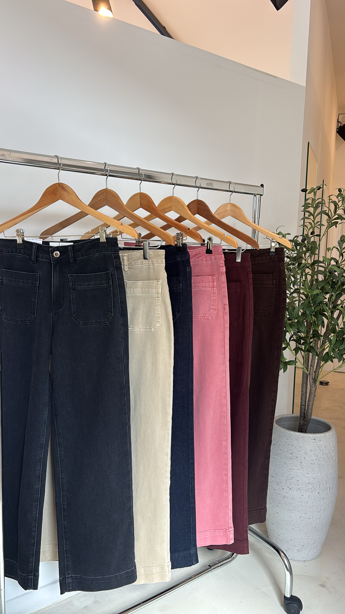 Jean taille haute détails poches marron choco — vue 2