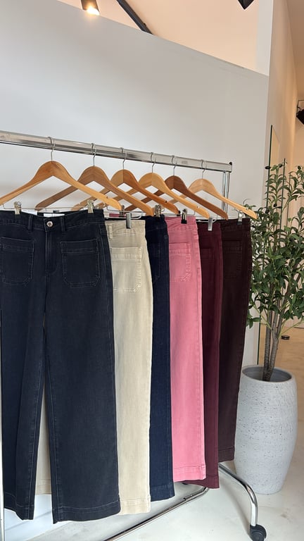 Jean taille haute détails poches marron choco — vue alternative