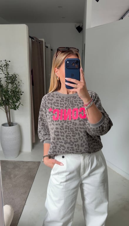 Pull manches 3/4 léopard iconic rose — vue alternative