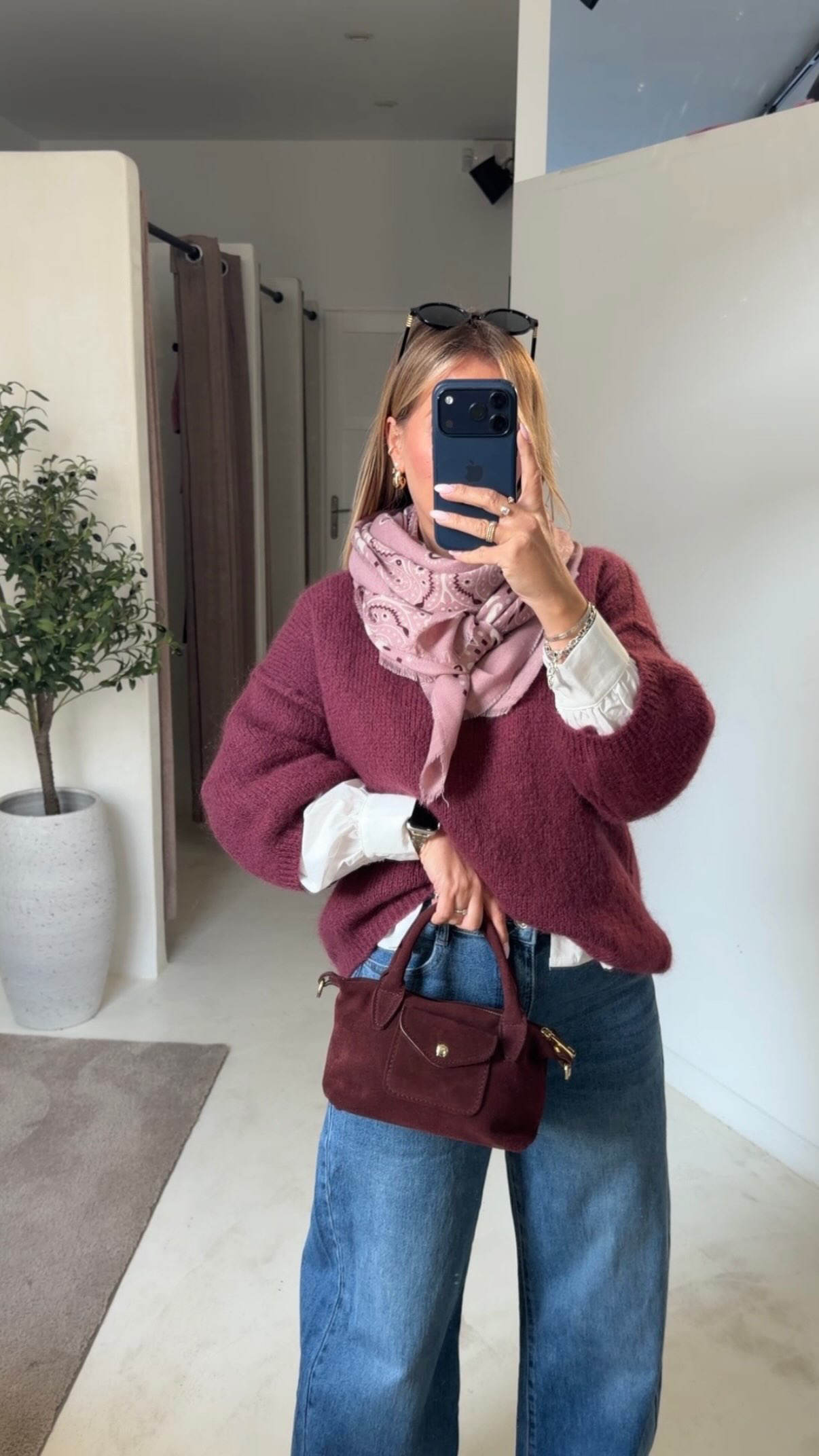 Foulard bandana tricolore rose — vue 2