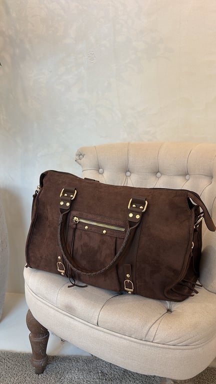 Grand sac voyage marron à franges — vue alternative