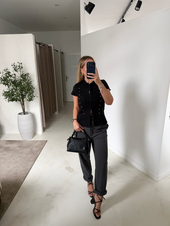 Pantalon épais gris resserrable