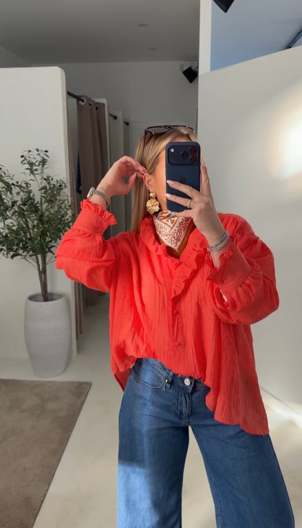 Blouse à volant orange - Blouses & Chemisiers | Sodress