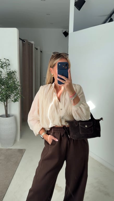 Blouse en coton beige — vue alternative