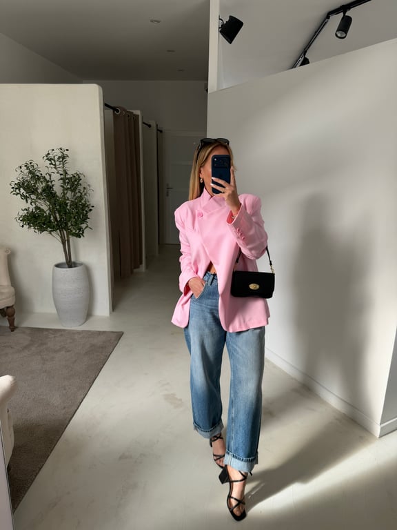 Blazer asymétrique rose bonbon