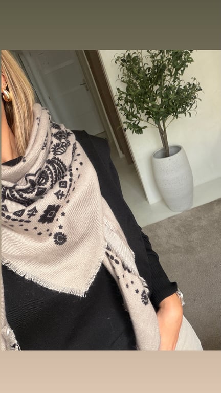 Foulard bandana bicolore taupe