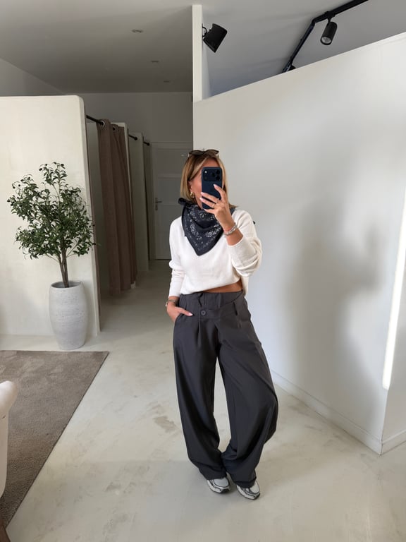 Pantalon large asymétrique gris