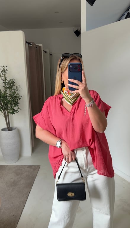 Blouse manches courtes ample framboise — vue alternative